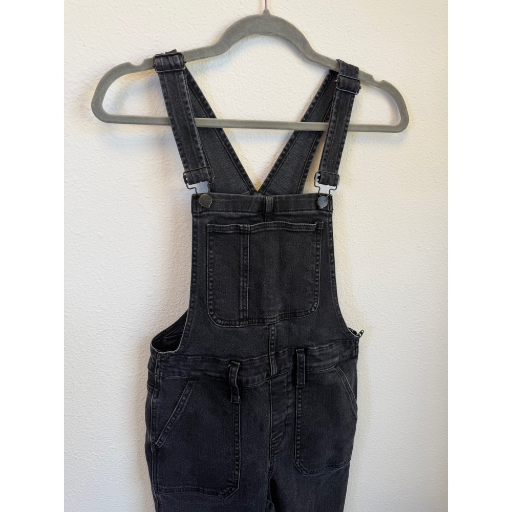 Madewell Black Slim Straight Overalls Womens XS Stretchy Grunge Bib Rugged - Picture 2 of 7